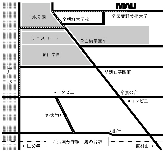 武蔵野美術大学までの地図